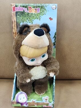 Masha and the Bear Plush Doll in Brown Bear Costume